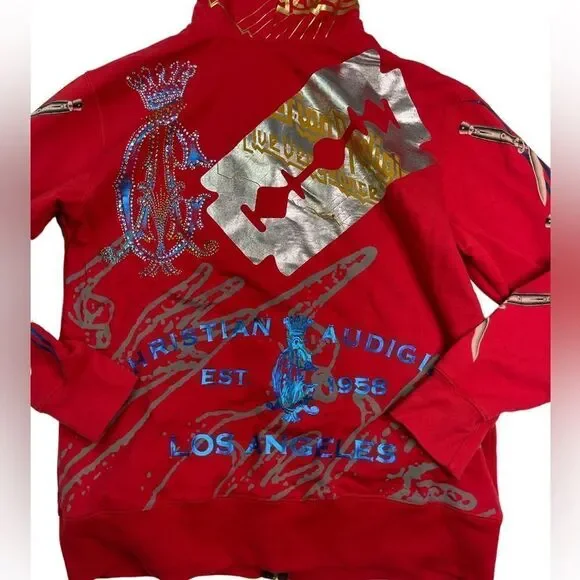 Christian Audigier Hooded Zip zip Sweatshirt